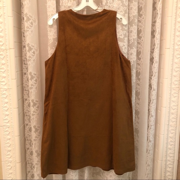 UMGEE *NWT Boho Brown Ultrasuede Embroidered Dress - Picture 4 of 6